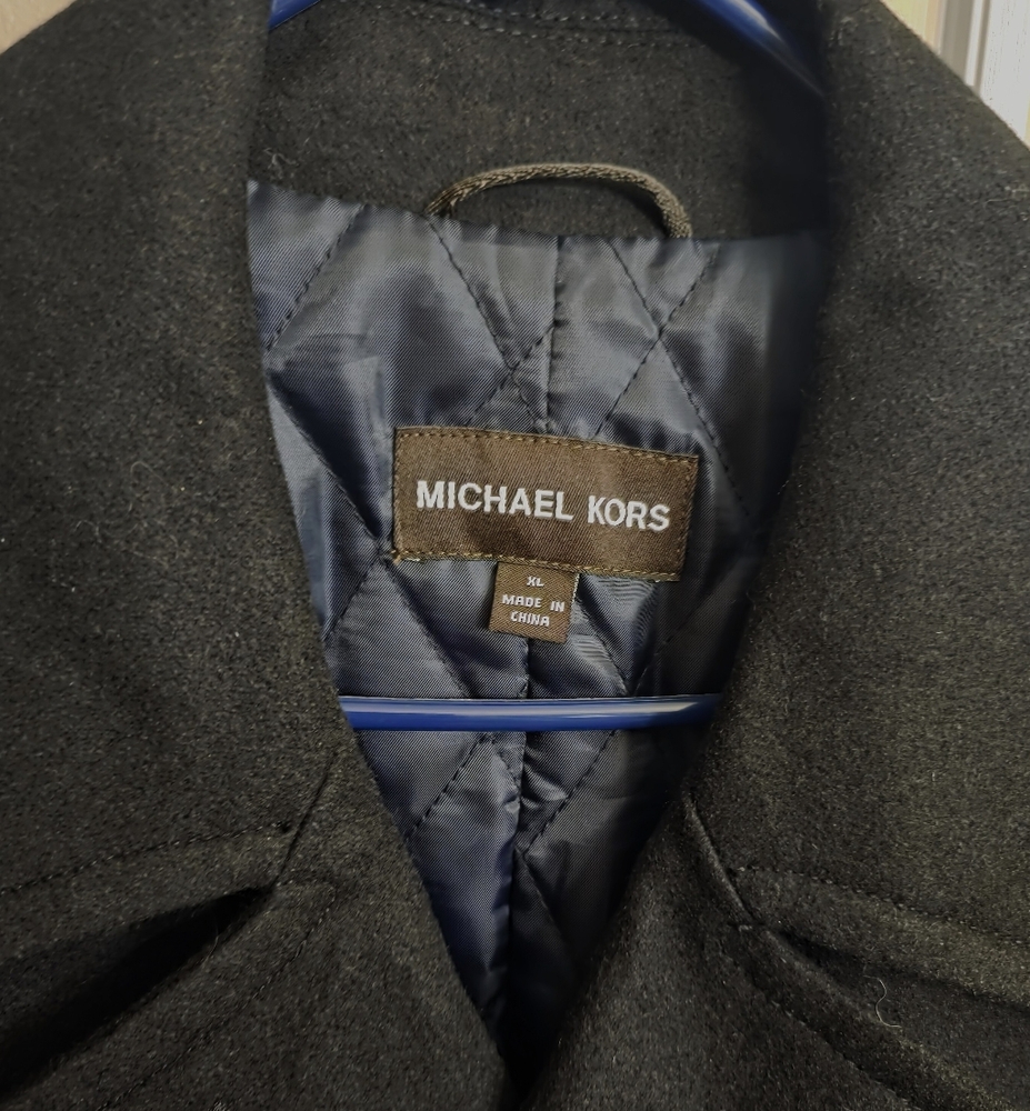 New Michael Kors Classic Black Peacoat for Men - Picture 2 of 4